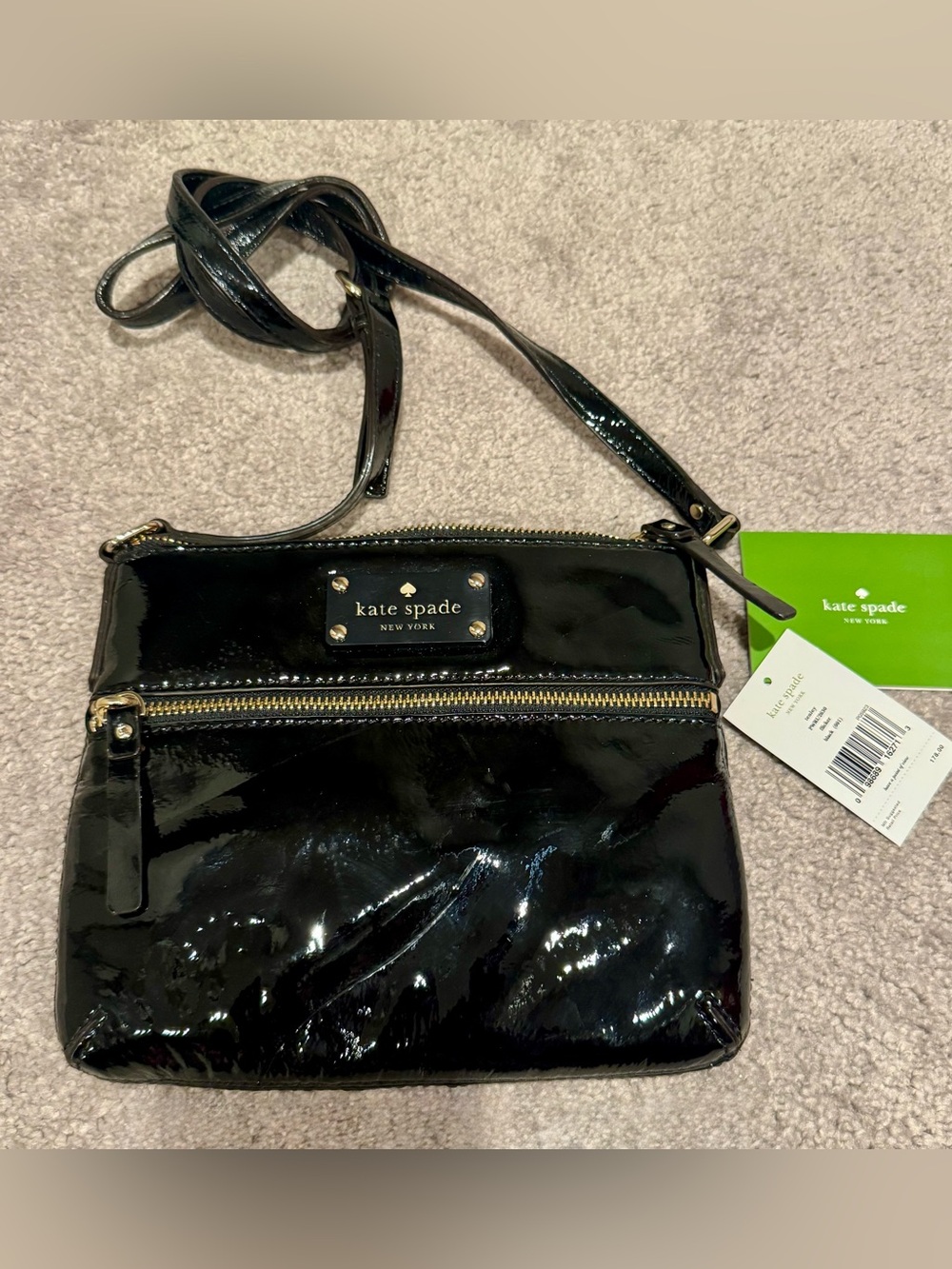 kate spade Black Patent Crossbody with Gold Hardware